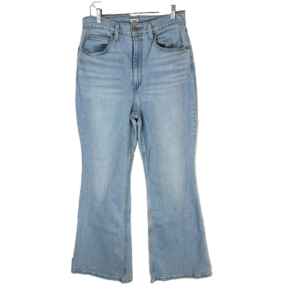 Levis High Rise Flare Women's Jeans Sz 30 X 30 Blue Light Wash Big E 99% Cotton - Picture 2 of 10